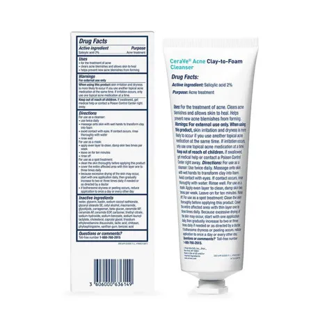 CeraVe Acne ক্লে-টু-ফোম ক্লেনজার 118ml