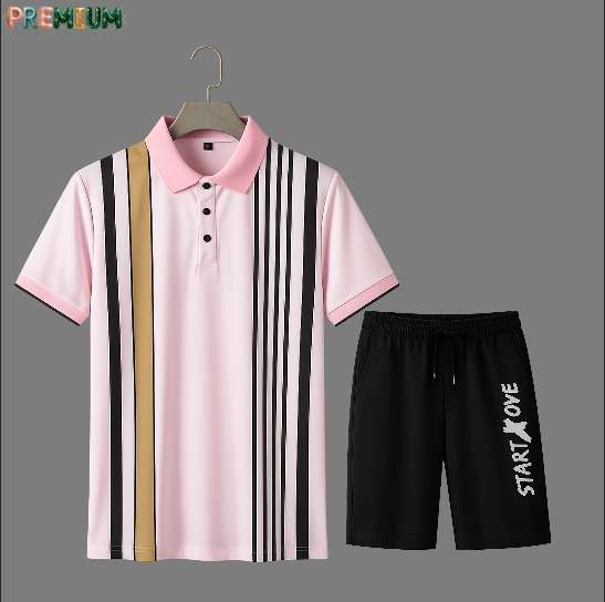 Men's Pure Cotton Polo Shirt and Half Pant Combo, 200 GSM