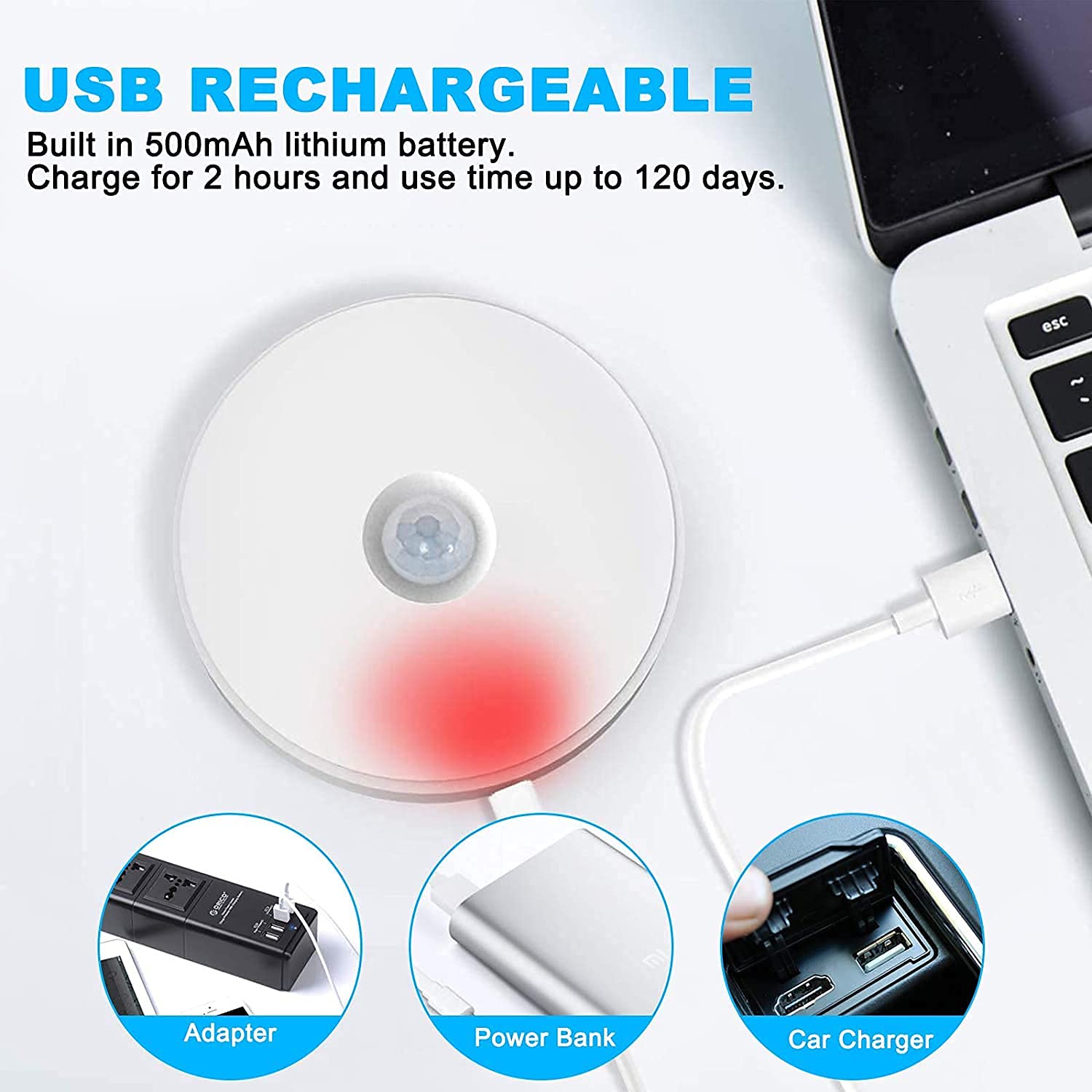 Wireless Motion Sensor Led Wall Night Light With Usb Charging Stick Lamp