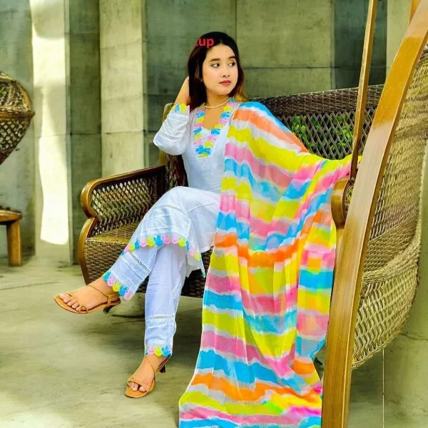 রংধনু লিনেন থ্রি পিস সেট