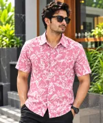 ছেলেদের প্রিন্টেড হাফ স্লিভ কটন শার্ট, M থেকে XXL
