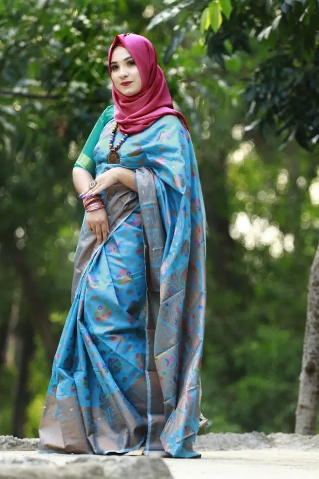 Weaver-Made Silk Katan Banarasi Saree, Saree Only, 6 Colours