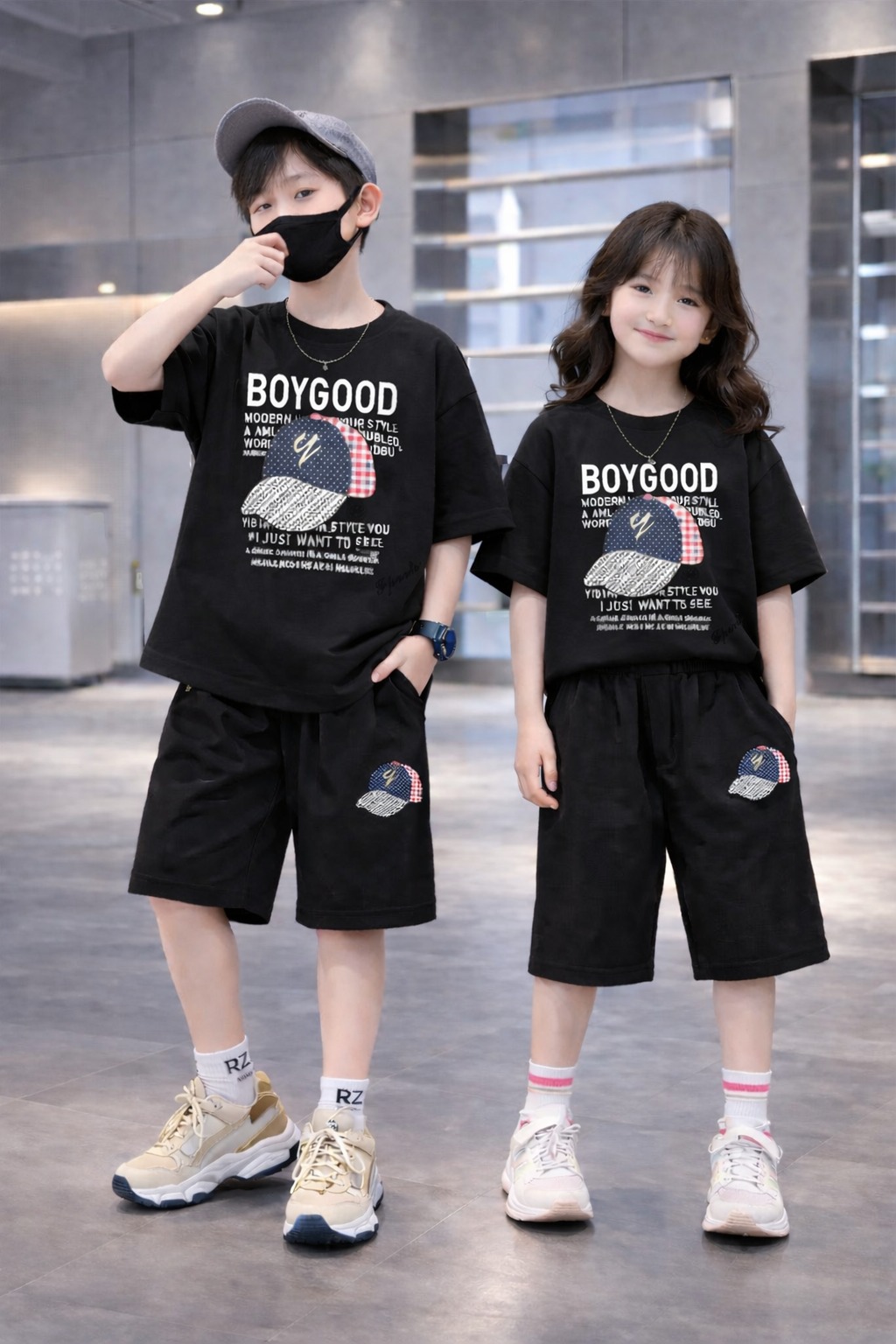 Cotton Drop Shoulder Tee and Pant Set for Boys and Girls