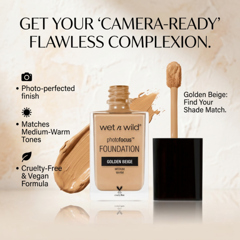 Wet n Wild Photo Focus ফাউন্ডেশন, শেড Golden Beige