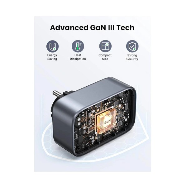 Ugreen CD314 30W PD ডুয়াল USB, USB-C এবং AC আউটলেট (UK) চার্জার