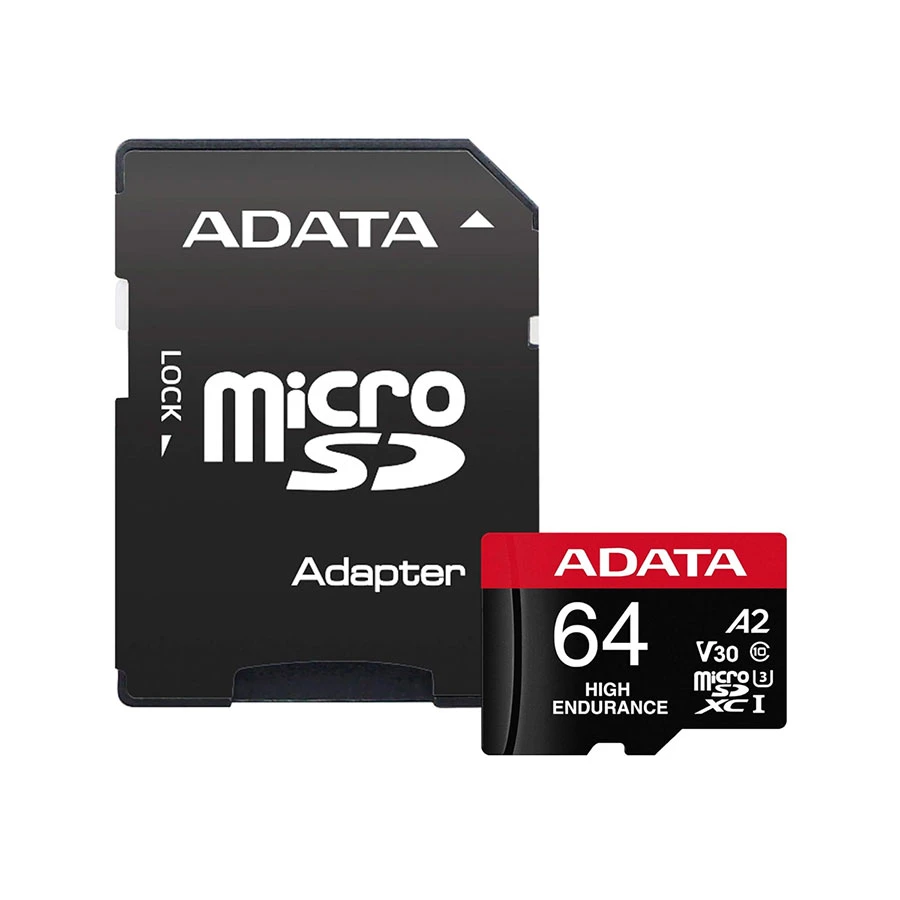 ADATA High Endurance 64GB MicroSD UHS-I V30 A2 Card with Adapter