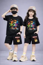 Kids' 200 GSM Drop Shoulder Tee and Pant Set, Sizes 2-3Y and 4-5Y