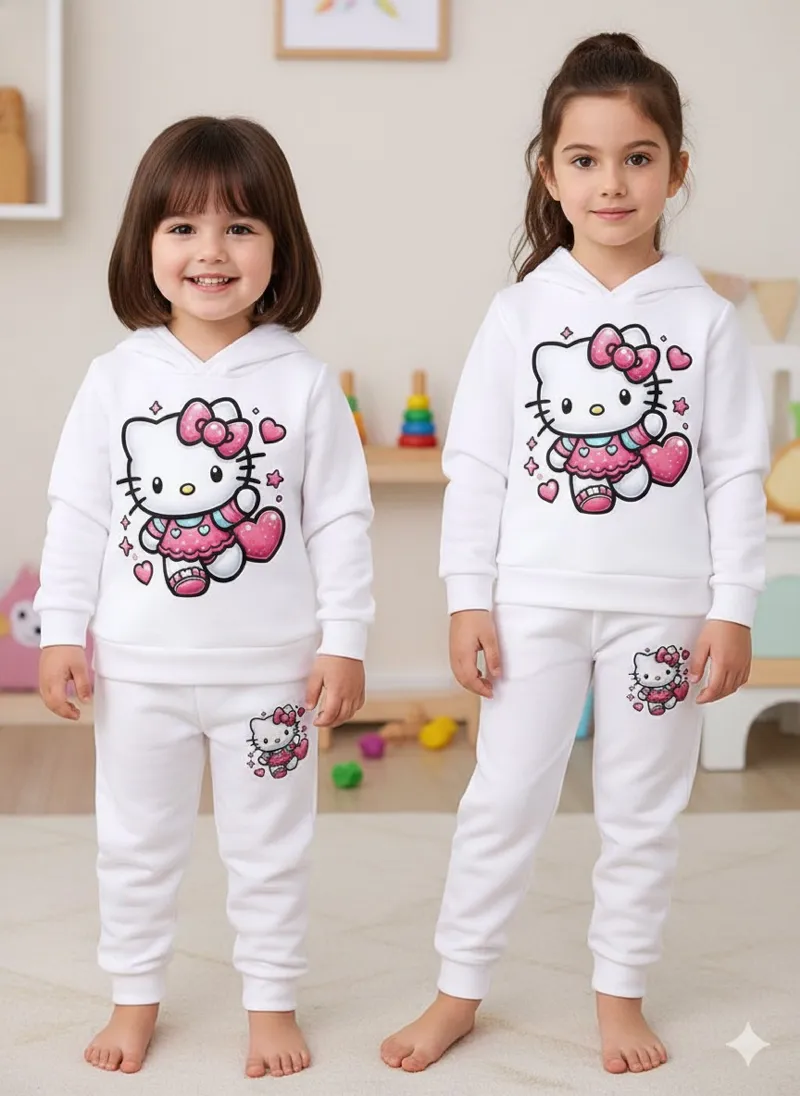 Baby Hoodie and Pant Set, One Side Brush, Sizes 1-2Y to 9-10Y