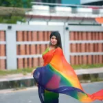 স্টাইলিশ রেইনবো জর্জেট শাড়ি