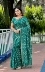 রাবার স্ক্রিন প্রিন্টের সুতি শাড়ি, 14 হাত