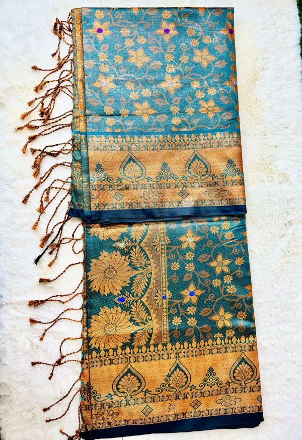 Zari and Gold Thread Katan Banarasi Saree without Blouse Piece