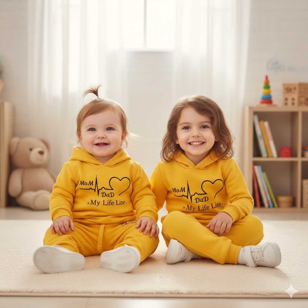 Unisex Kids Hoodie and Pant Set, One Side Brush, 6 Colour Choices