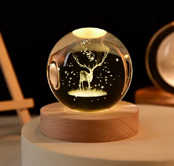 Color Changing LED 3D Crystal Ball – Deer