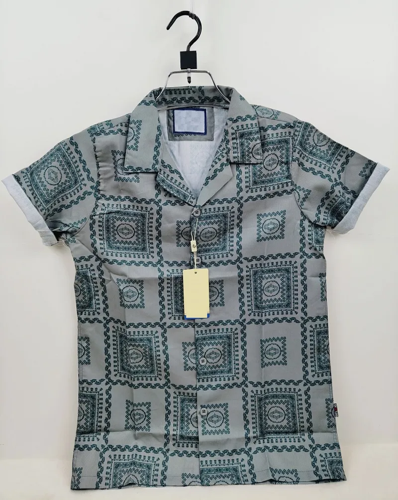 Men's Drop Shoulder Shirt in Spandex Cotton with Show Buttons