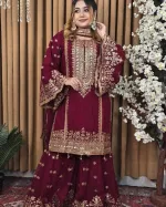 Georgette Heavy Embroidery Gharara Dress with Inner, 4 Colours