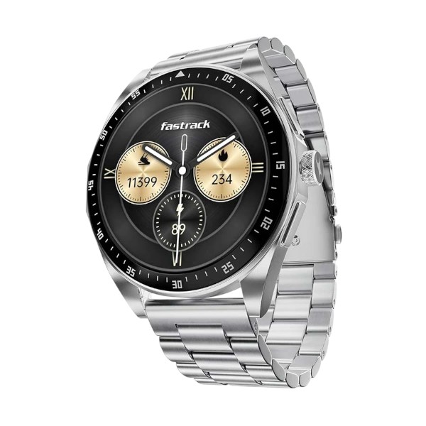 Fastrack Radiant FX1 সিলভার ব্লুটুথ কলিং স্মার্টওয়াচ, মেটাল স্ট্র্যাপ
