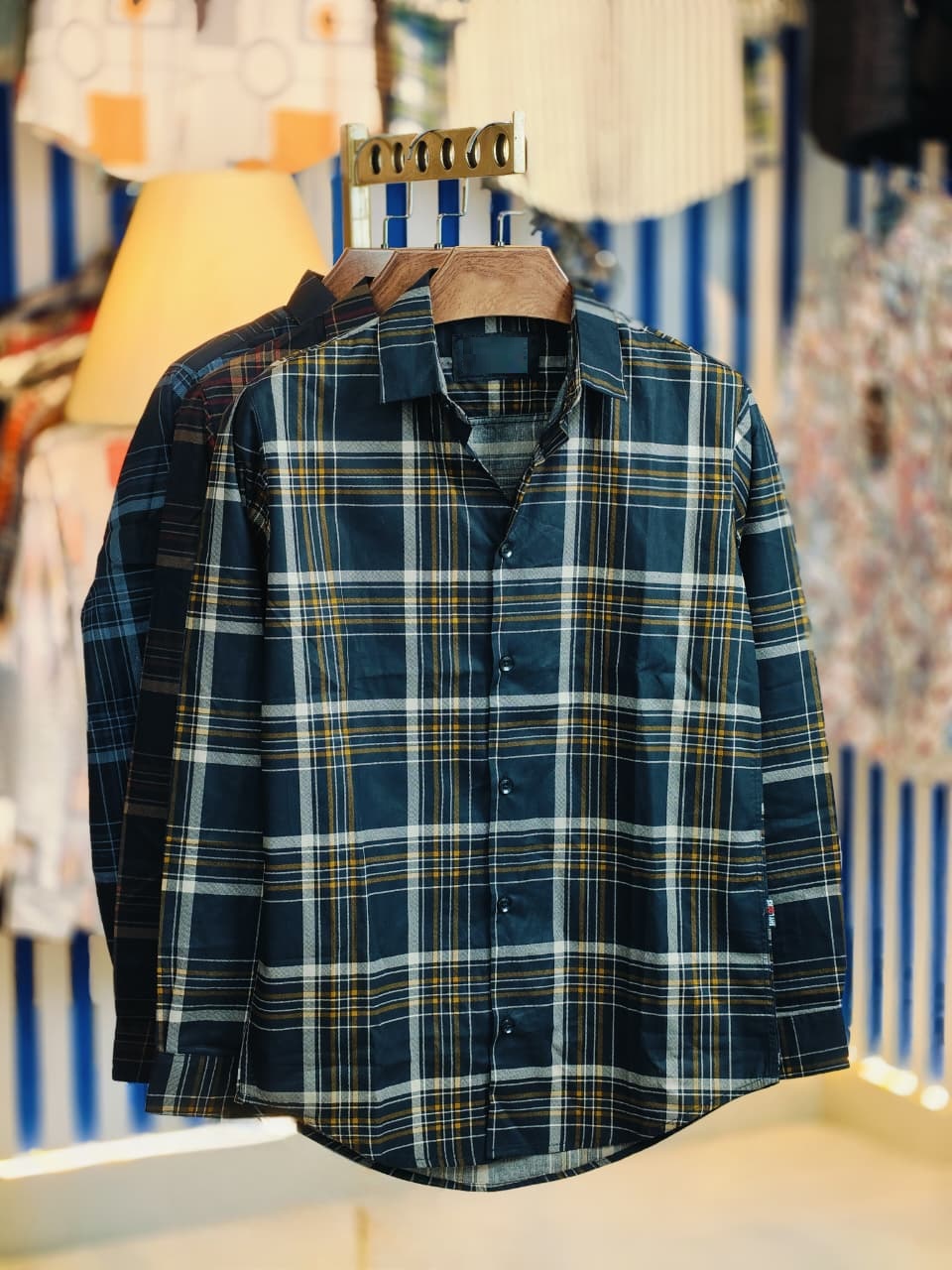 Men's Slim Fit Check and Print Shirt in Pure Cotton, 6 Colours