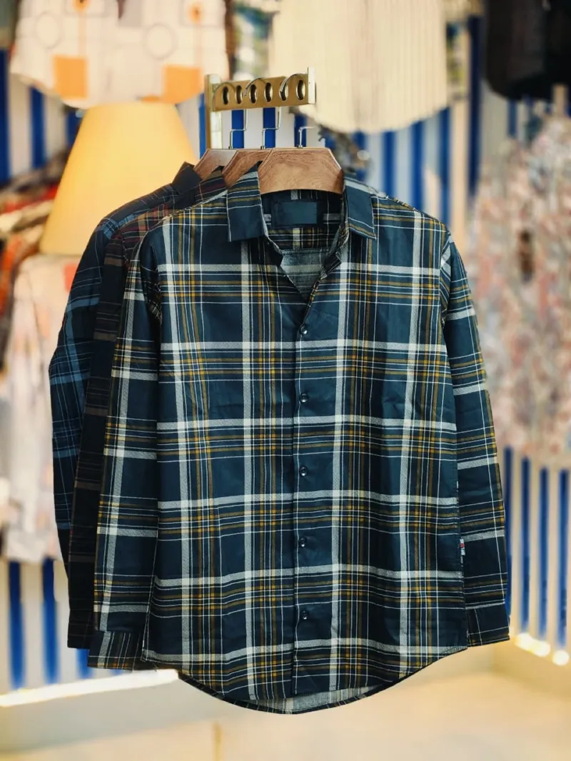 Men's Pure Cotton Full Sleeve Check and Print Shirt, Slim Fit