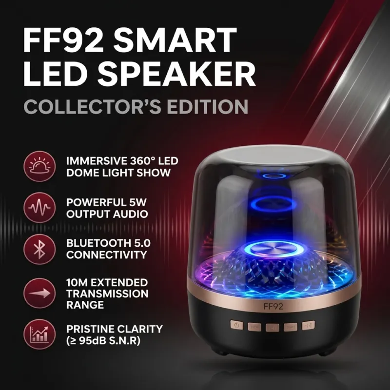 FF92 Mini Aura পোর্টেবল ব্লুটুথ স্পিকার – 360° LED লাইট শো