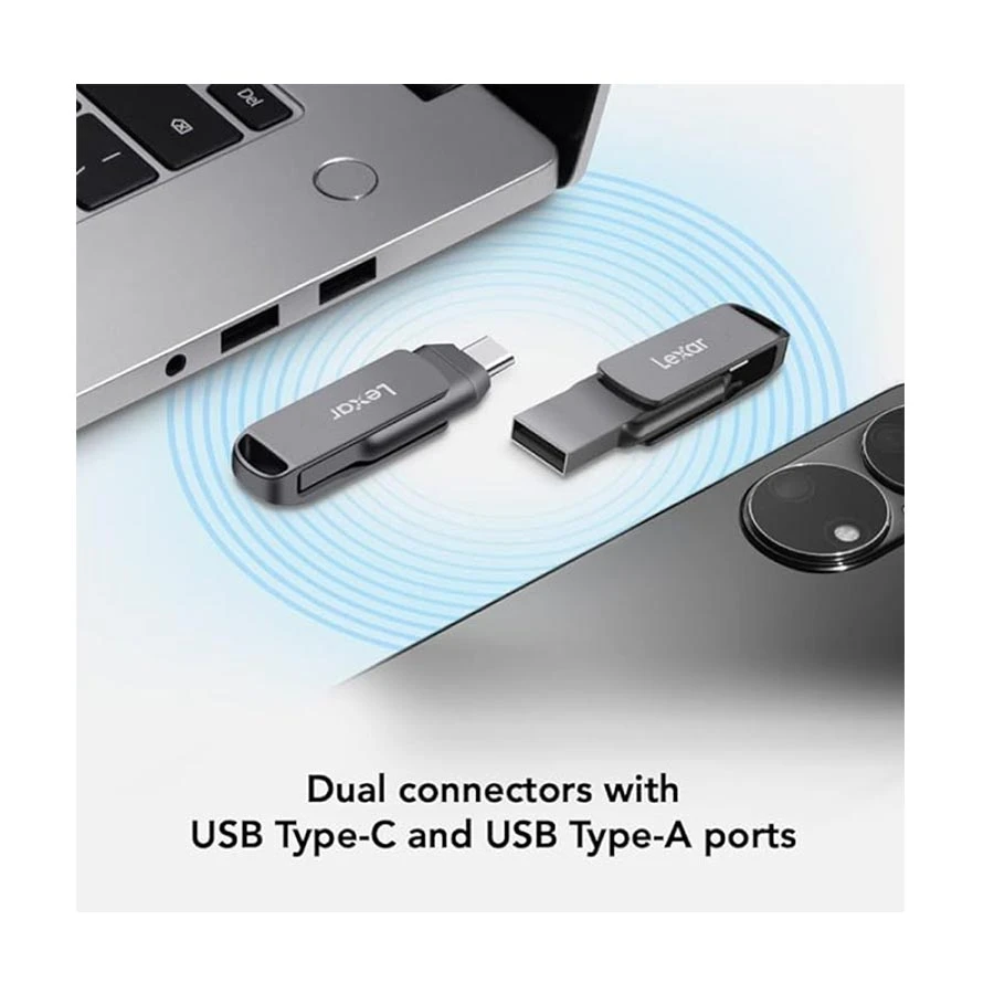 Lexar JumpDrive D400 64GB USB 3.2 Gen 1 OTG Gray Pen Drive