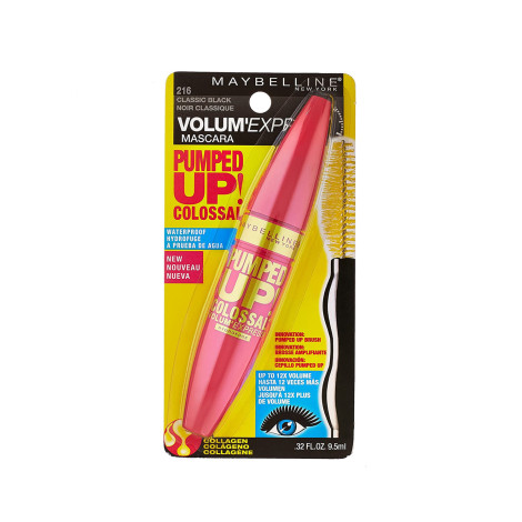 Maybelline Pumped Up Colossal Volum Express ওয়াটারপ্রুফ মাসকারা 216 ক্লাসিক ব্ল্যাক