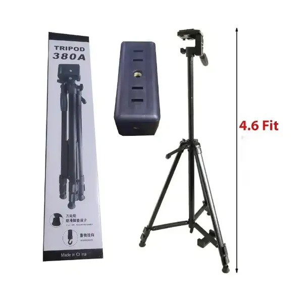 ট্রাইপড 380A ক্যামেরা স্ট্যান্ড, ফোন হোল্ডারসহ