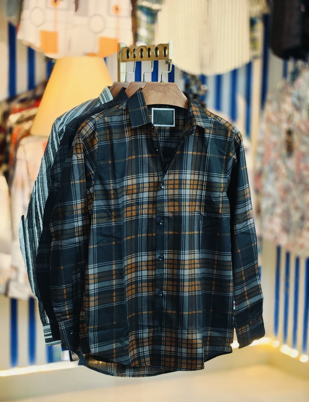 Men's Slim Fit Check and Print Shirt in Pure Cotton, 6 Colours