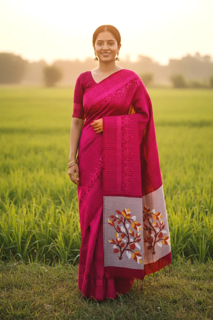 Cotton Screen Print Saree with Running Blouse, 12.5 Haath