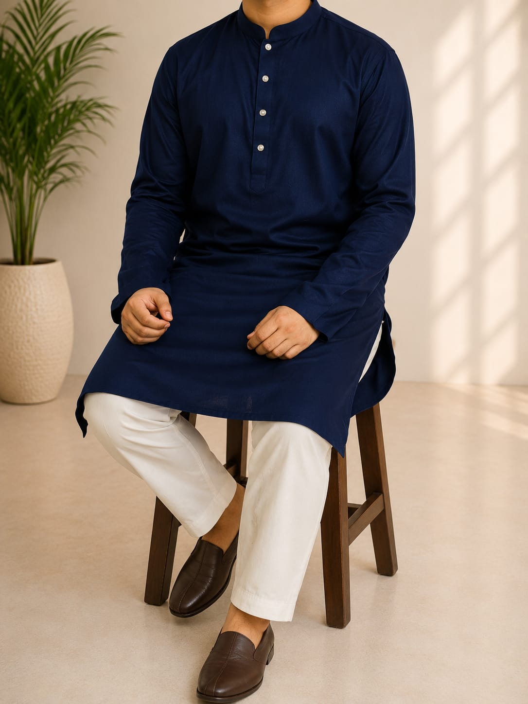 Men's Pure Cotton Printed Panjabi, Sizes 38 to 44