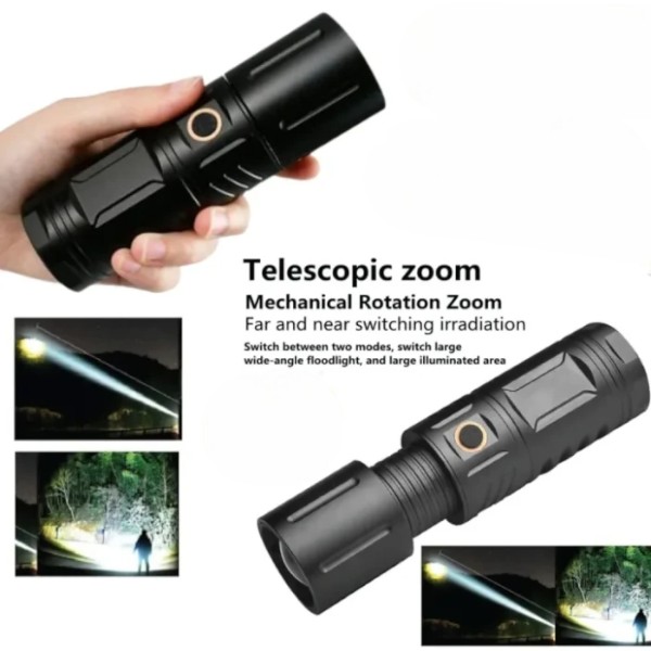 রিচার্জেবল জুম জাম্বু এলইডি ফ্ল্যাশলাইট ইউএসবি টর্চ লাইট উইথ পাওয়ার ব্যাংক