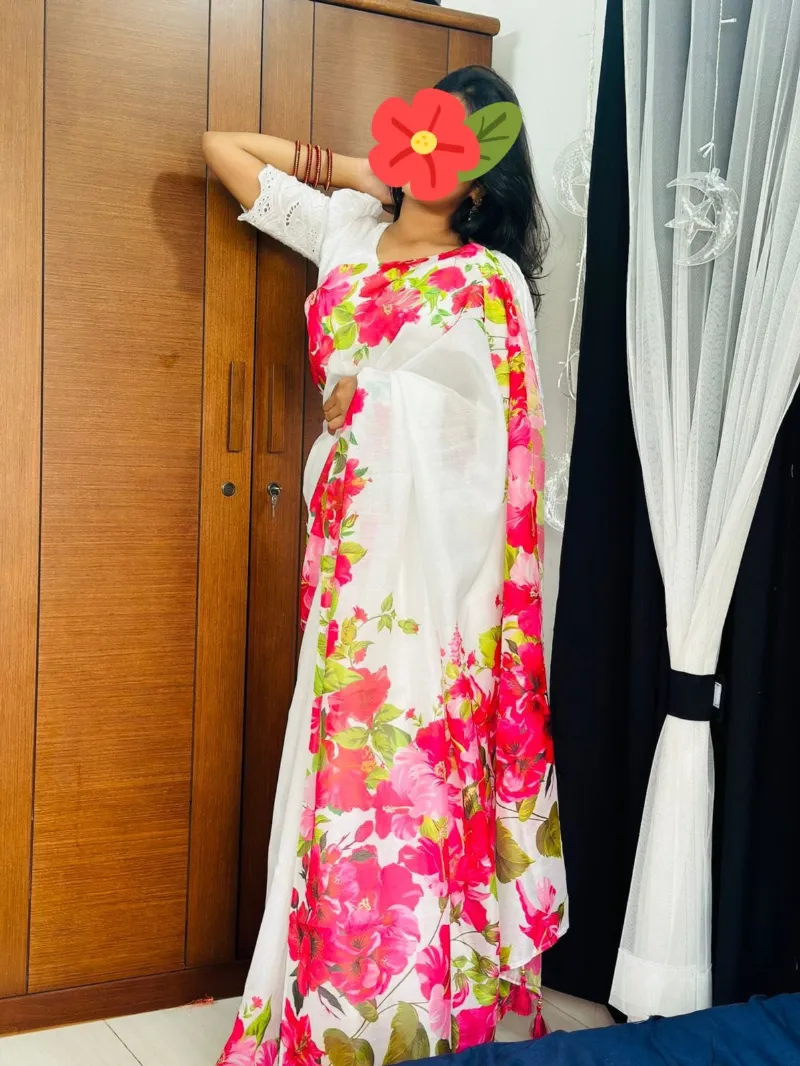 Women's Chanduri Silk Saree with Block Print Work
