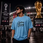 FIFA World Cup স্পেশাল কাস্টম ড্রপ শোল্ডার টি-শার্ট – স্কাই ব্লু