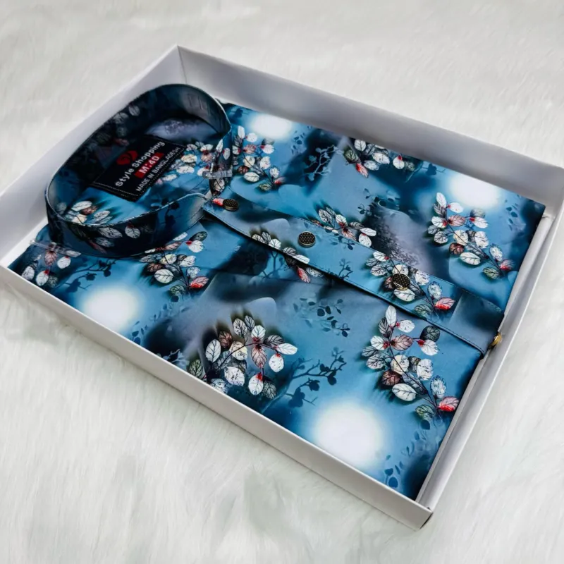 Men's Digital Print Panjabi, Snap Button Front, 6 Colours
