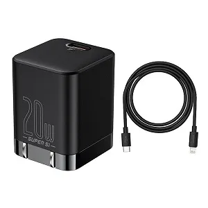Baseus Super Si Pro চার্জার 1C 20W, সাথে Type-C টু লাইটনিং ক্যাবল