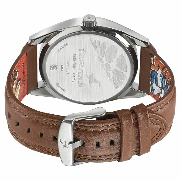 Fastrack NS3218SL01 Go Skate Quartz Analog with Date Brown Dial Leather Strap Watch