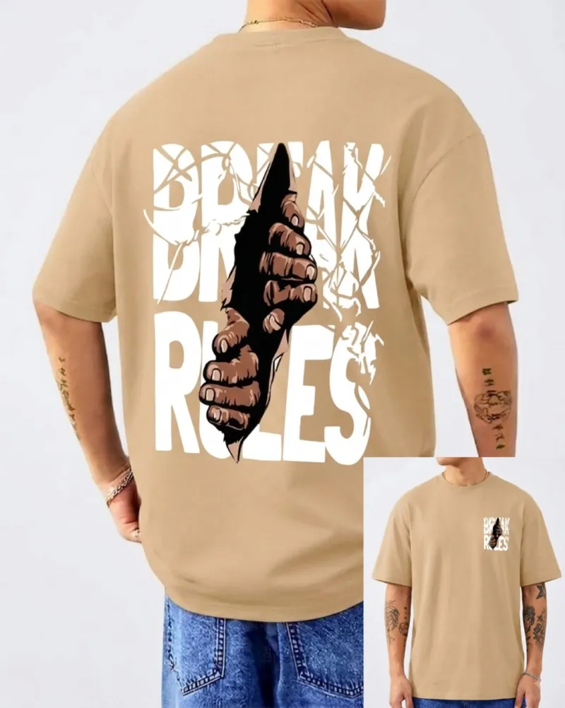 Men's Oversized Drop Shoulder T-Shirt, 220 GSM Cotton-Polyester Mix