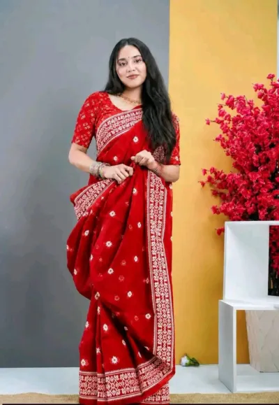 জামদানি মোটিফের হাফ সিল্ক স্ক্রিন প্রিন্ট শাড়ি, 6 রং