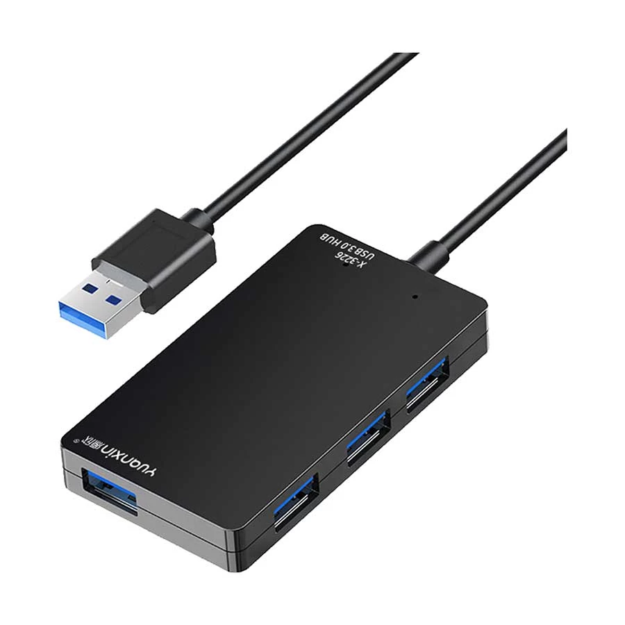 Yuanxin X-3226 USB Male to Quad USB Female Hub Black 0.25 Meter