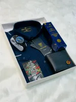 Men's Cotton Shirt, Watch and Perfume Gift Box Set, Sizes M to XL
