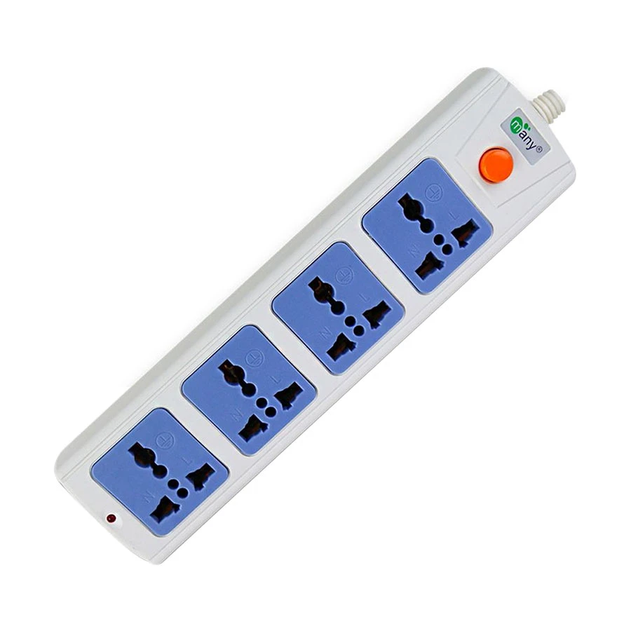 Many MTS-1104 2 Pin 4 Port Power Strip, 5 Meter, White