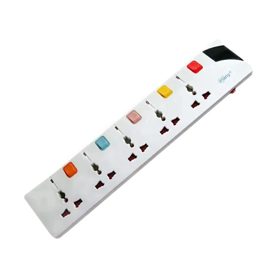 Many MTS-G157 3 Pin 5 Port Power Strip 5 Meter White