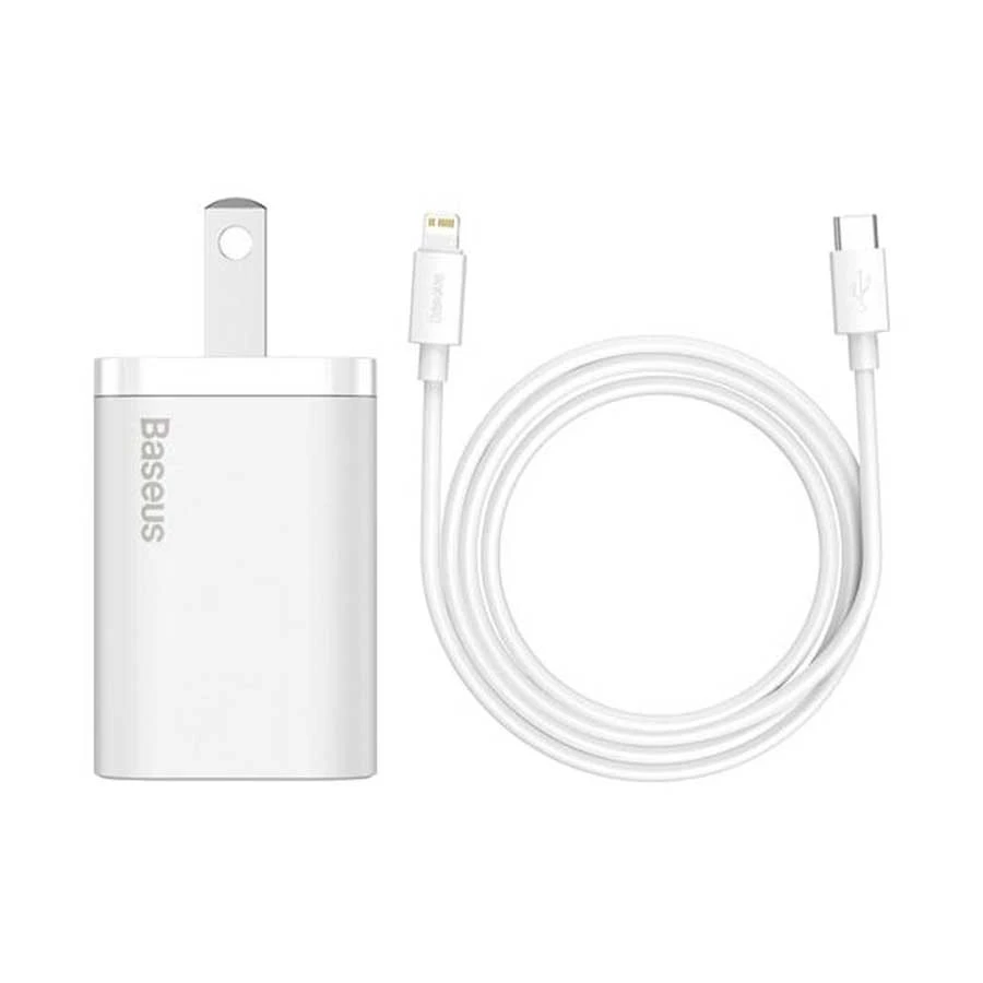 Baseus Super Si 20W USB-C Charger with 1m Lightning Cable, White