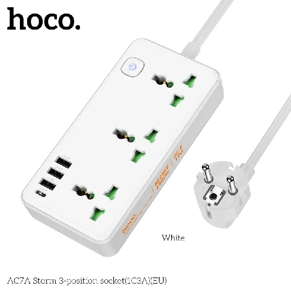 Hoco AC7A Storm 3-Position Socket (1C3A) (EU)