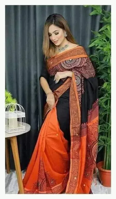 এমব্রয়ডারি কাজের ধুপিয়ান সিল্ক প্রিন্টেড শাড়ি, 13 হাত