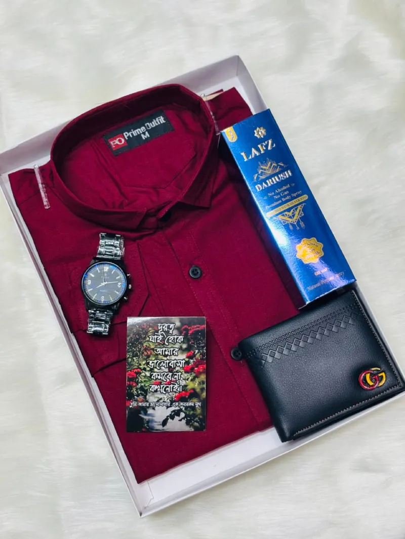 Men's Pure Cotton Shirt Combo Set, 6 Colour Choices