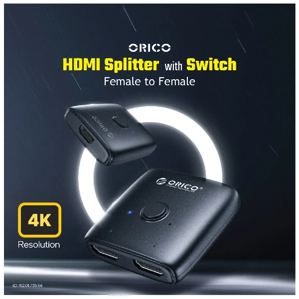 ORICO HDMI Female to Female Black Splitter bi-directional 4K@60Hz উইথ সুইচ