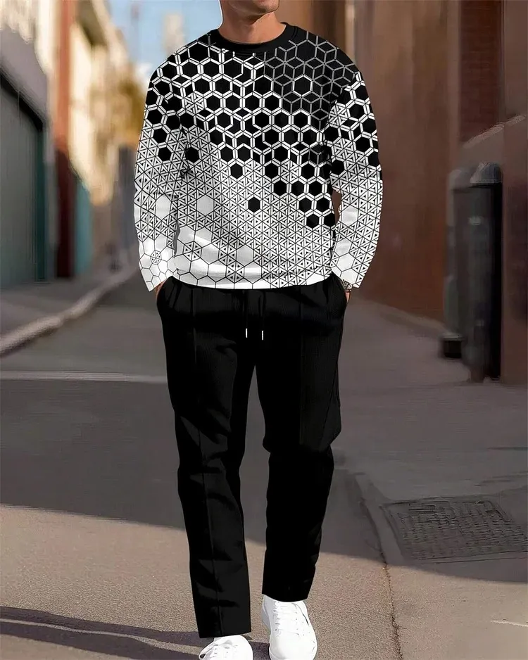 Men's 160 GSM Mesh Jersey Full Sleeve T-Shirt and Trouser Set