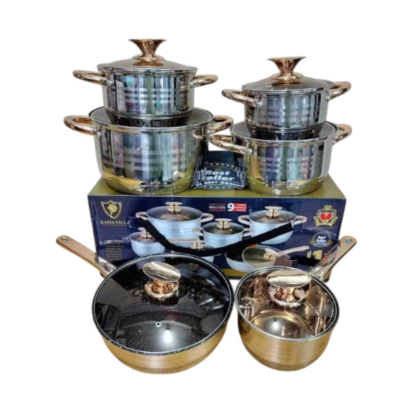 কাইসা ভিলা KV-6618 স্টেইনলেস স্টিল ৯-স্তর ১২ পিস কুকওয়্যার সেট