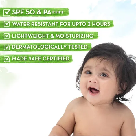 Mamaearth Baby Rich Moisturizing আল্ট্রা লাইট সানস্ক্রিন 50g (0-10 বছর)