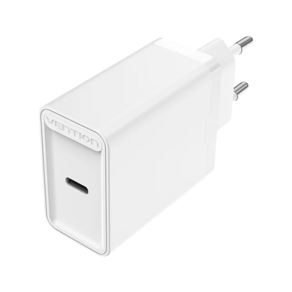 Vention FADW0-EU 1-পোর্ট USB-C 20W ওয়াল চার্জার EU প্লাগ – সাদা